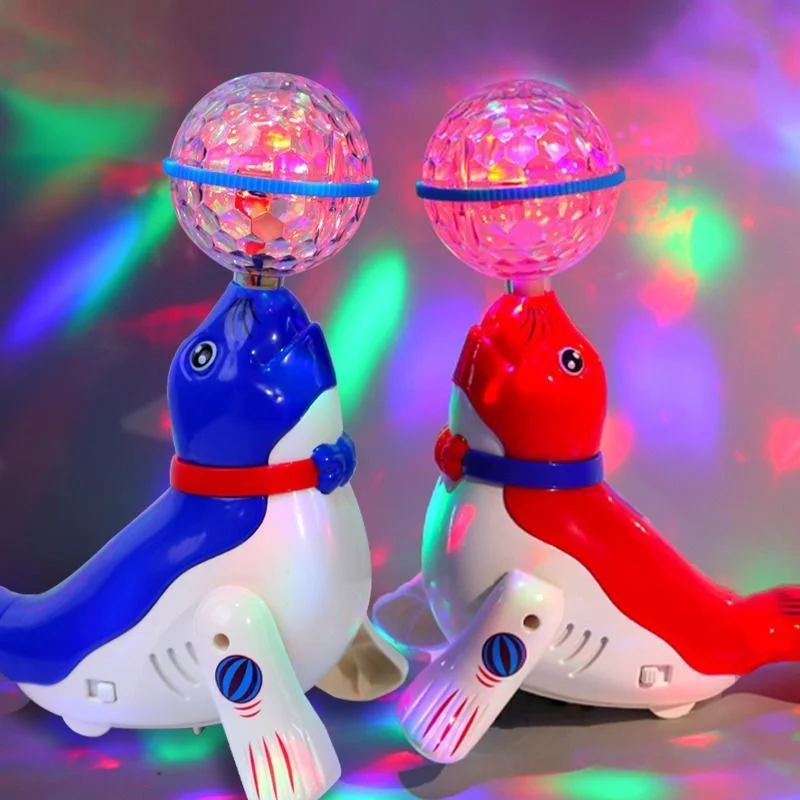 Kids Toys Top Ball Sea Lion Dolphin Electric Toys Children's Universal Rotating Light Music Projection Dancing Children's Toys