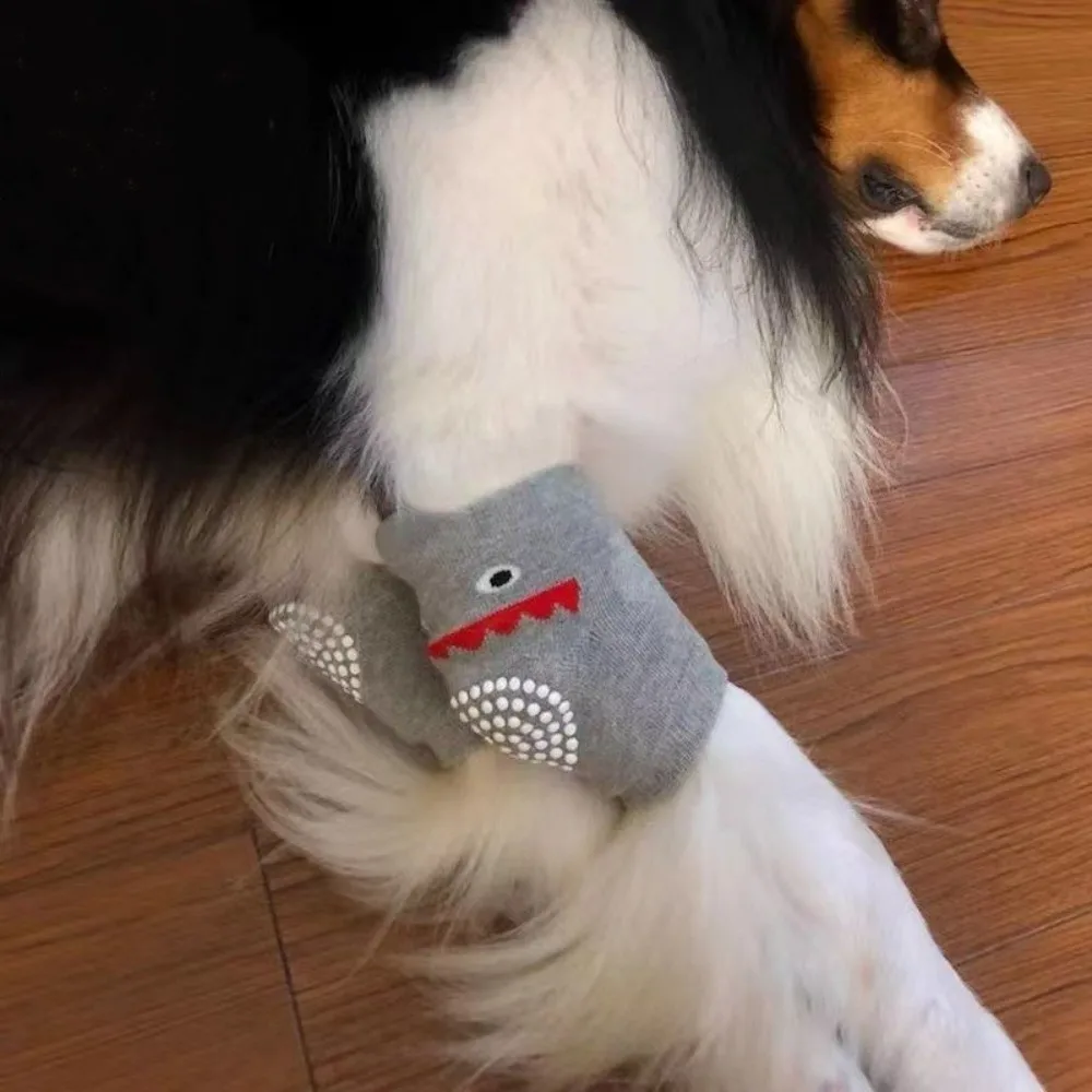 Cartoon Animal Pattern Anti-dirty Pet Knee Pads Elastic Soft Dog Leg Covers Wear-Resistant Breathable Dog Leg Warmer All Season