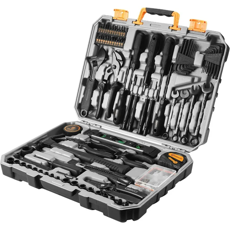 

178-Piece Home Tool Kit Set with Drill Wrench Socket for Car Repair Mechanic Tools in Plastic Box Basic Hand Tools for Men Blac