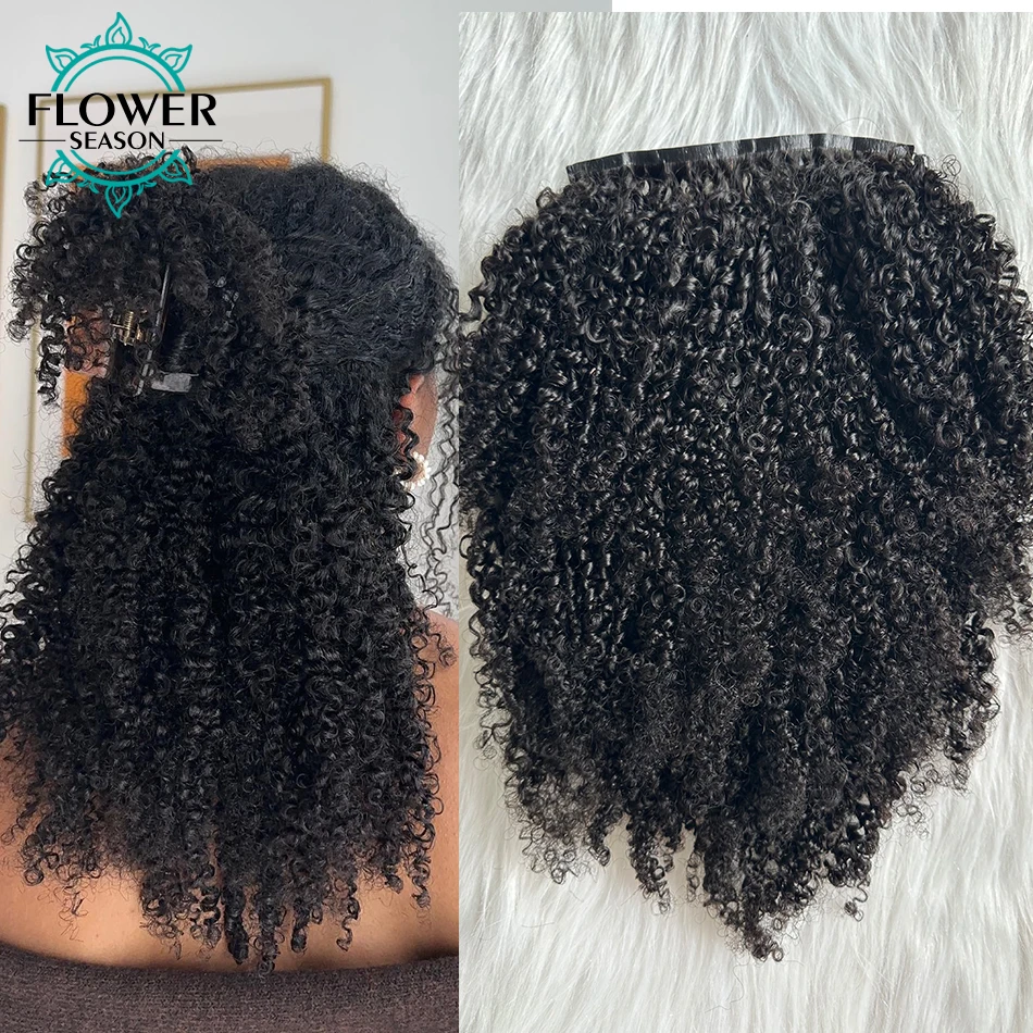 Afro kinky encaracolado clipe ins extensões de cabelo humano sem costura clipe do plutônio na trama da pele do cabelo 7 pçs/set 120g cabeça cheia