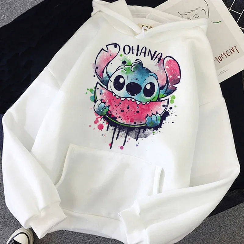 Sudadera con capucha de Disney para mujer, suéter Harajuku Kawaii, sudaderas con capucha informales, Top con cuello redondo, sudaderas con capucha