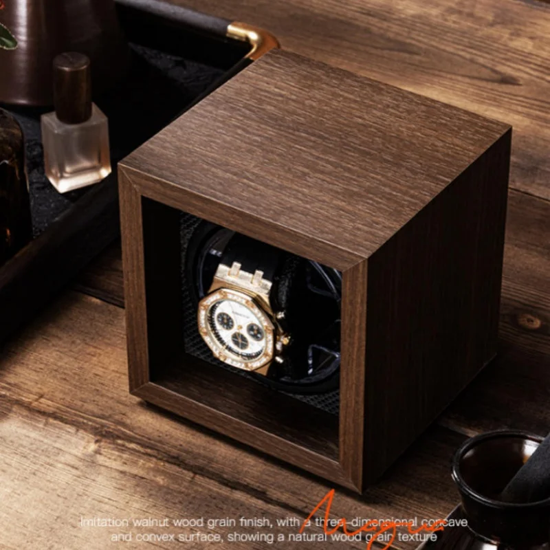 

Роскошная автоматическая подставка для часов на 1 слот из орехового дерева с бесшумным мотором, коробка для хранения часов, подарок для мужчин, подставка для автоматических часов