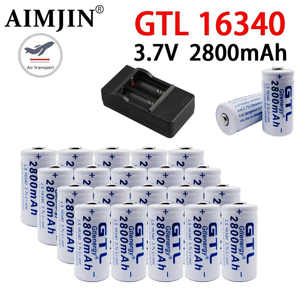 6-100pcs CR123A RCR 123 ICR 16340 Battery 2800mAh 3.7V Safety Camera Rechargeable Battery Lithium Ion L70 Plus Charger