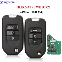 jingyuqin 2/3BTN Remote Key Fob 433MHz HLIK6-3T TWB1G721 For Honda Civic Accord City CR-V Jazz XR-V Vezel HR-V FRV Spirior JADE