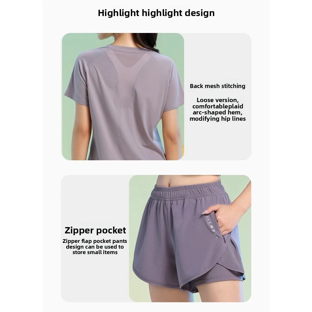 Traje deportivo de verano para mujer, Top deportivo, ropa para correr al aire libre, camiseta transpirable de secado rápido suave elástica a la moda