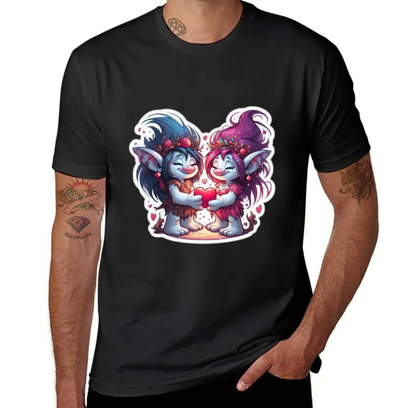 

Happy Valentines Day couple of trolls Sticker T-Shirt graphics customs design your own mens t shirts pack