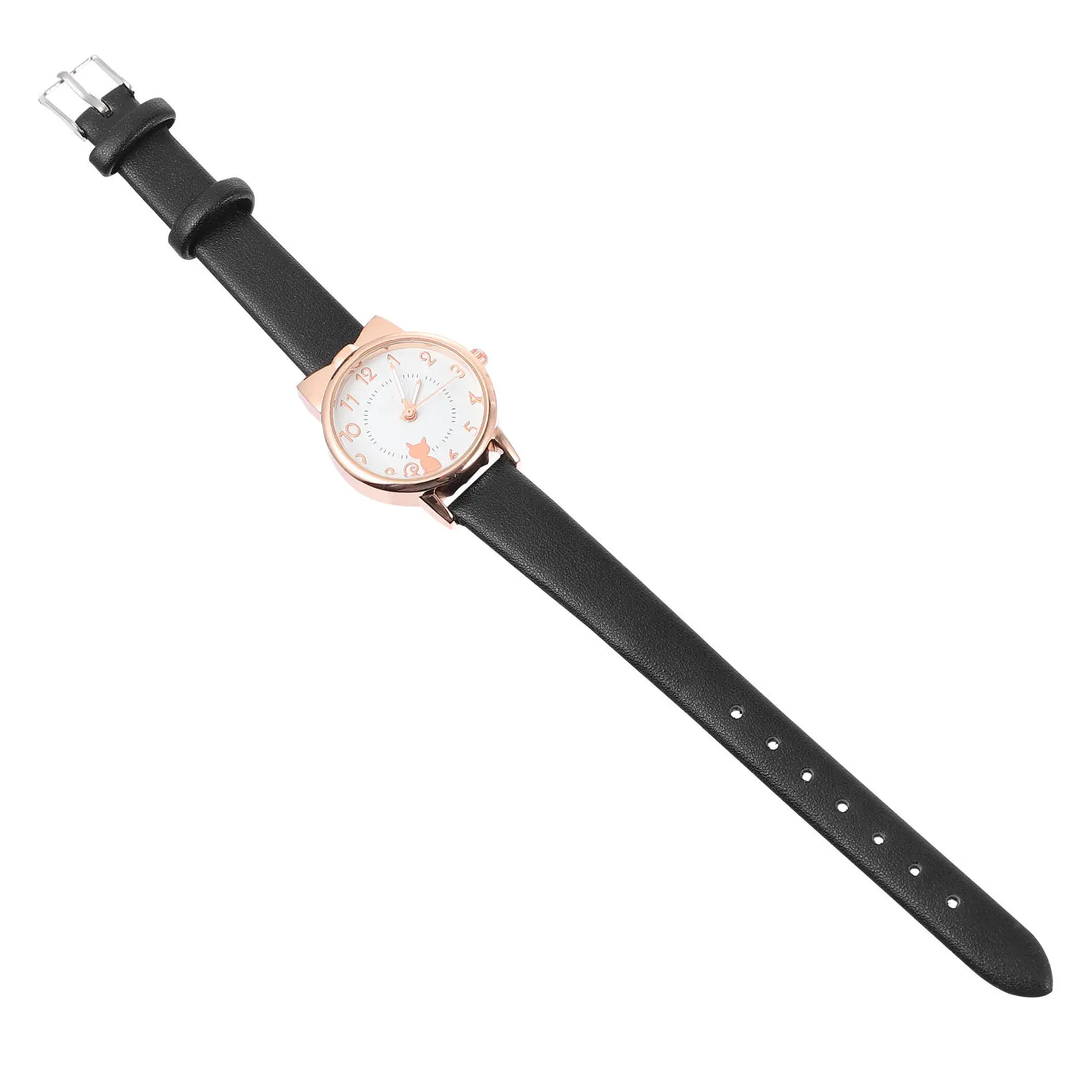 Waterproof Digital Wrist Watch Kitten Pattern Alloy Glass Casual Adjustable Belt Leisure Time Learning Watch