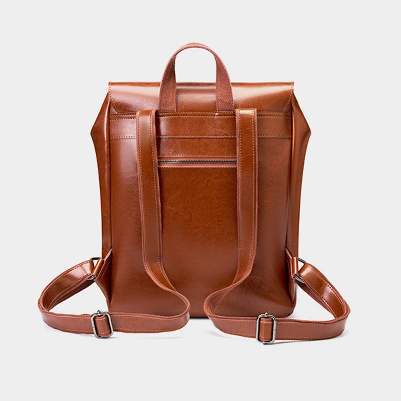 Genuine Leather Backpack for Women Vintage Preppy Style Backpacks Girls Fashion Cowhide School Bag Student Computer Bags 2300