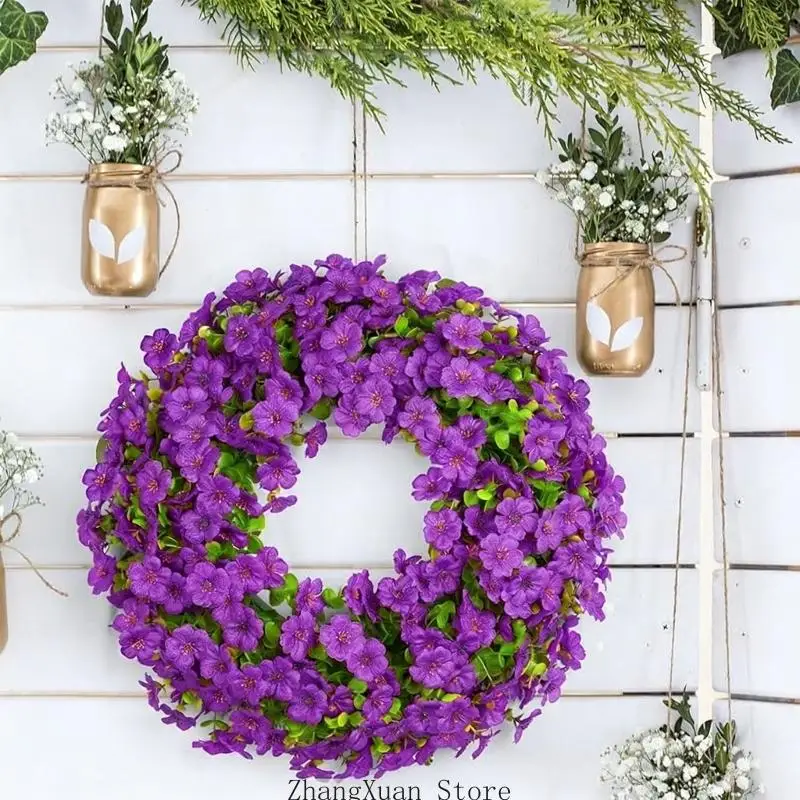 Hübscher künstlicher Blumenarrangement-Kranz aus Kunststoff, für Innen- und Außendekorationen, 3 x – Detail 9