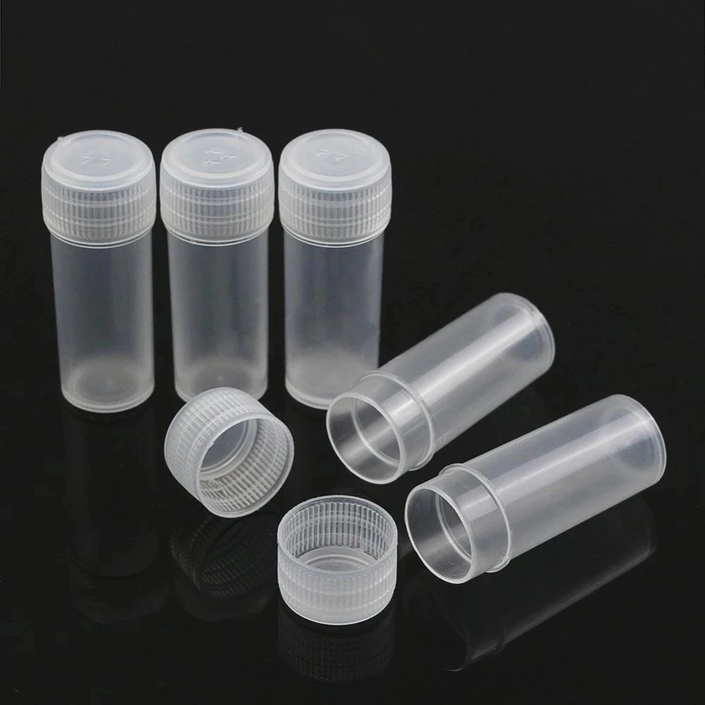 100PCS 5ml Plastic Sample Bottles Mini Clear Storage Vials Case Pill Capsule Storage Containers Jars Test Tube Pot For Lid