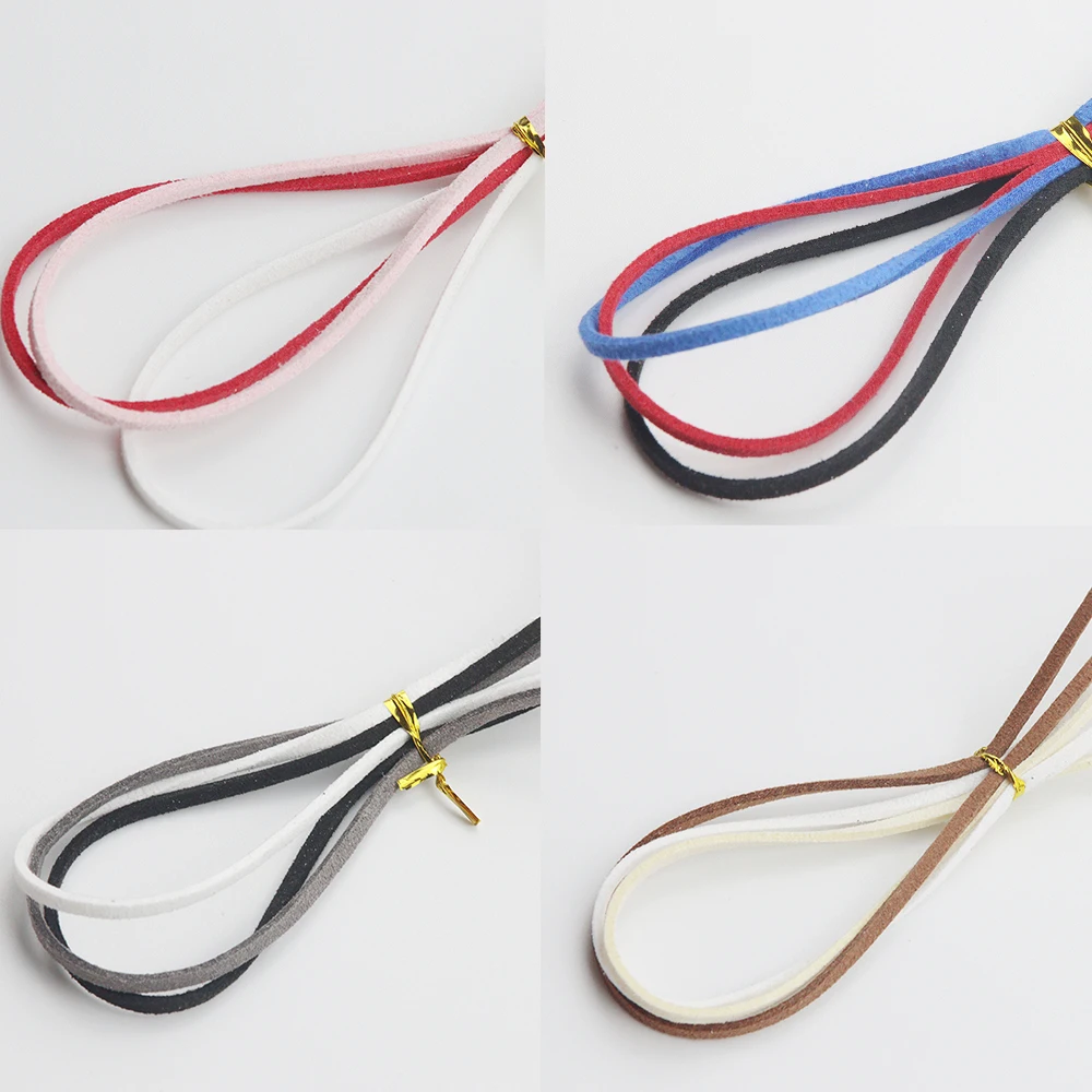 

9M 3MM Flat Synthetic Suede Braided Rope Korean Velvet Leather Rope DIY Handmade String Jewelry Bracelet Necklace Key Chain