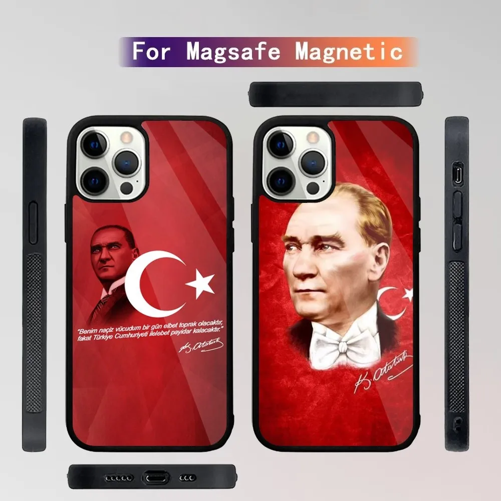 Turkey Mustafa Kemal Ataturk Phone Case For iPhone 15,14,13,12,11,Plus,Pro,Max Mini Magsafe Magnetic Wireless Charging