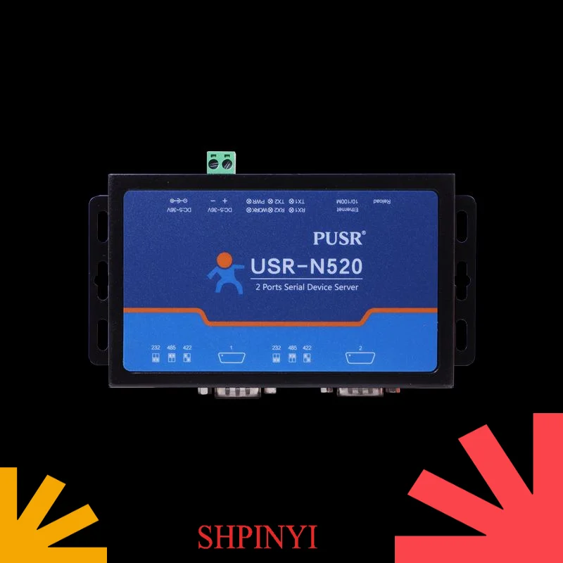 USR-N520 Serial Port Communication Server 2 Ports RS232/485/422 to Ethernet Converter Networking