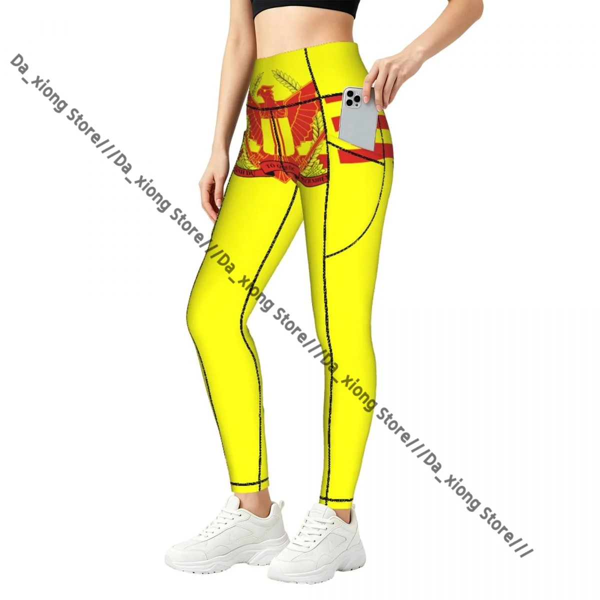 War Flag Of South Vietnam Women Yoga Pants With Pockets Stretch Slim Fitness Leggings