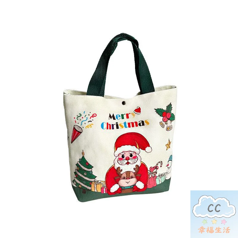 هدية قماش عيد الميلاد/حقيبة الحلوى (وحدة واحدة) تصميمات سانتا كلوز ورجل الرنة والثلج، مادة متينة لاستخدام الحفلات والهدايا