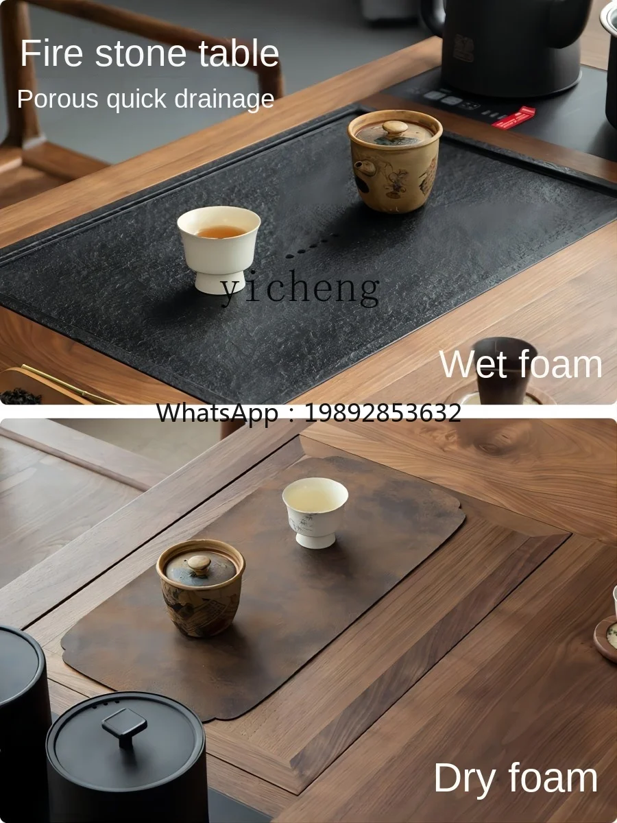 ZZZf New Chinese Style Solid Wood Balcony Tea Table Black Walnut Table-Chair Set Household Boiling Water