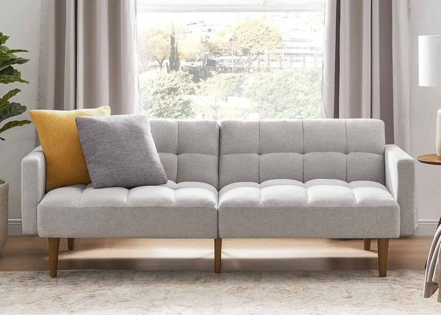 

Small Sofa, Sofa Bed, Sleeper Sofa, Loveseat, Mid Century Modern Futon Couch, Couches for Living Room, Bedroom Light Gray