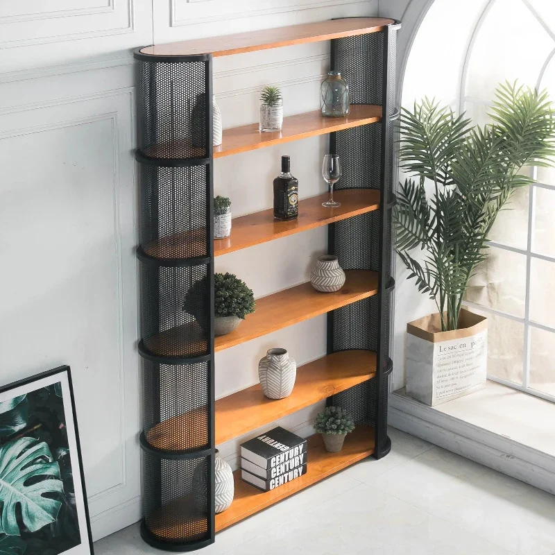 Shelf Wrought Iron Bookcase Floor Partition Hallway Light Luxury and Simplicity Ins Decorative Multi-Layer Display Stand