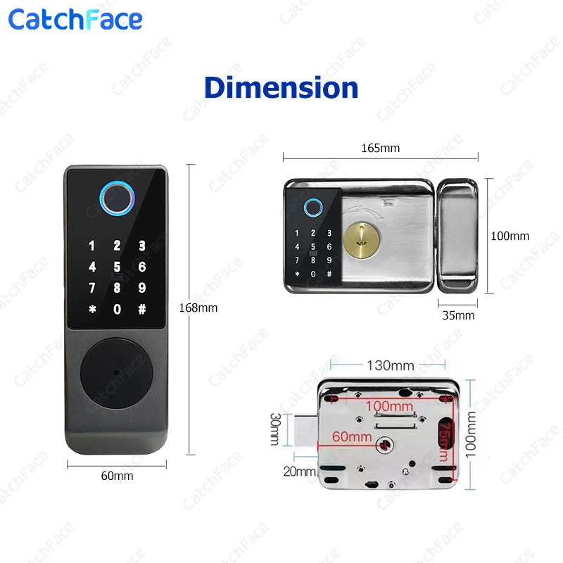 New Dual System Double Side Fingerprint IP66 Waterproof Outdoor Gate Bluetooth TTLock App Passcode Rfid Card Smart Door Lock