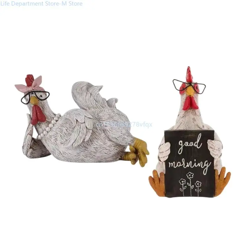 

Lovely Chicken Figurine Resin Craft Supplies for Home Festival Decoration