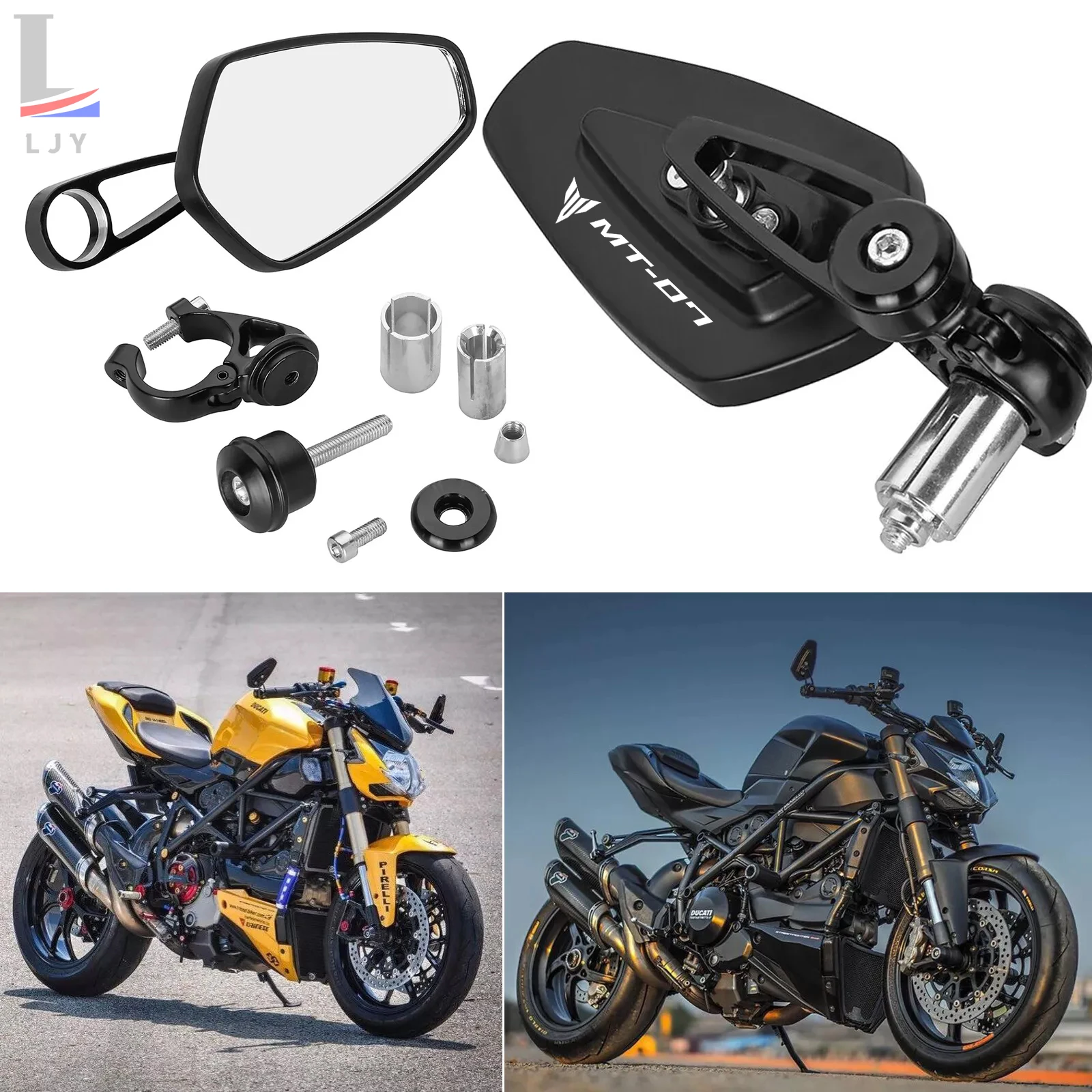 Per yamaha MT07 MT 07 specchietti moto universali retrovisore 2 pezzi manubrio montaggio estremità