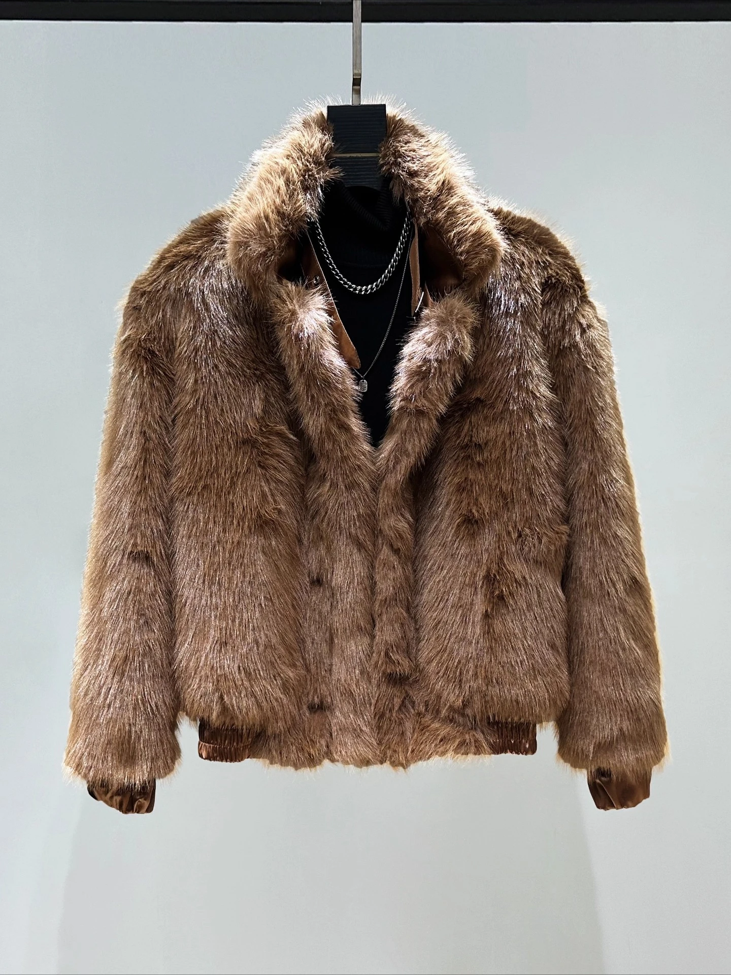 Men's 2025 Winter New Faux Mink Fur Splicing Eco-Friendly Fur Men's Thickened Parkas Warm Jacket Trendy Solid Color Chic Coats