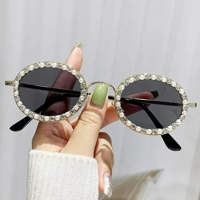 Large Frame Rhinestone Sunglasses UV Protection Crystal Sunglasses Women's Diamond Studded Glasses Outdoor Sports Sunglasses