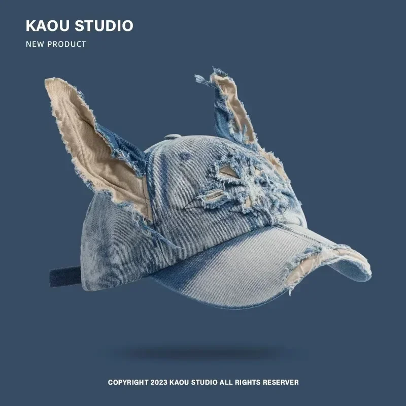 المتخصصة تصميم آذان كبيرة الدنيم قبعات البيسبول الرجال النساء Y2K الخريف جديد الشارع الاتجاه تنوعا الرجعية هول الحرفية الهيب هوب القبعات للجنسين