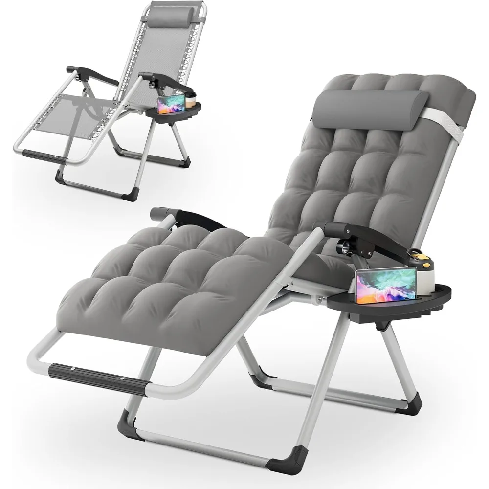 

Gravity Chair with Cushion, Reclining Outdoor Patio Lounge Chair, Folding Indoor Anti Gravity Recliner, Portable Lounger