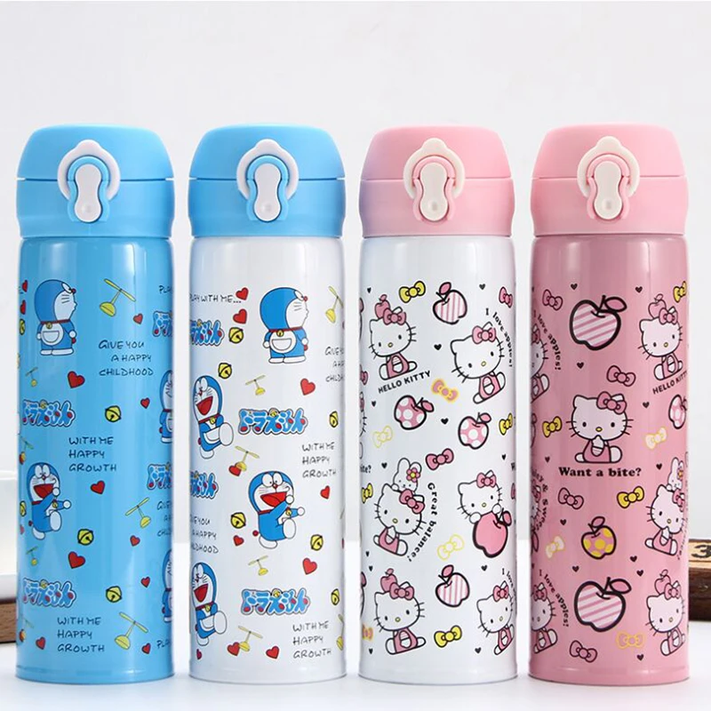 Hello Kitty Doraemon For Child Insulated Water Bottle Hot Kawaii Water Thermos Pink Cartoon Stainless Steel Thermal Bottle Gift