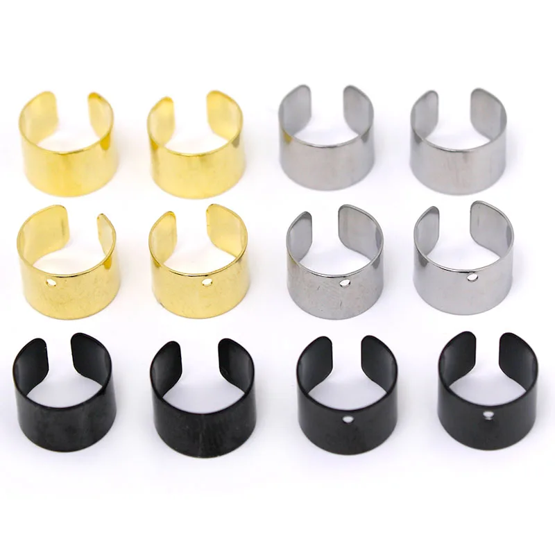 20pcs Stainless Steel Ear Clips without Piercing Fake Ear Cuffs on Cartilage Earrings Findings for Women Men Body Jewelry Making