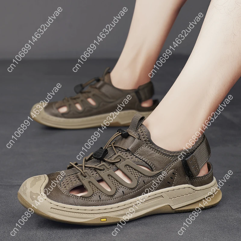 Sandali da uomo estivi Scarpe casual da uomo in vera pelle Sandali da uomo in pelle da esterno per uomo Scarpe da spiaggia Scarpe da uomo romane