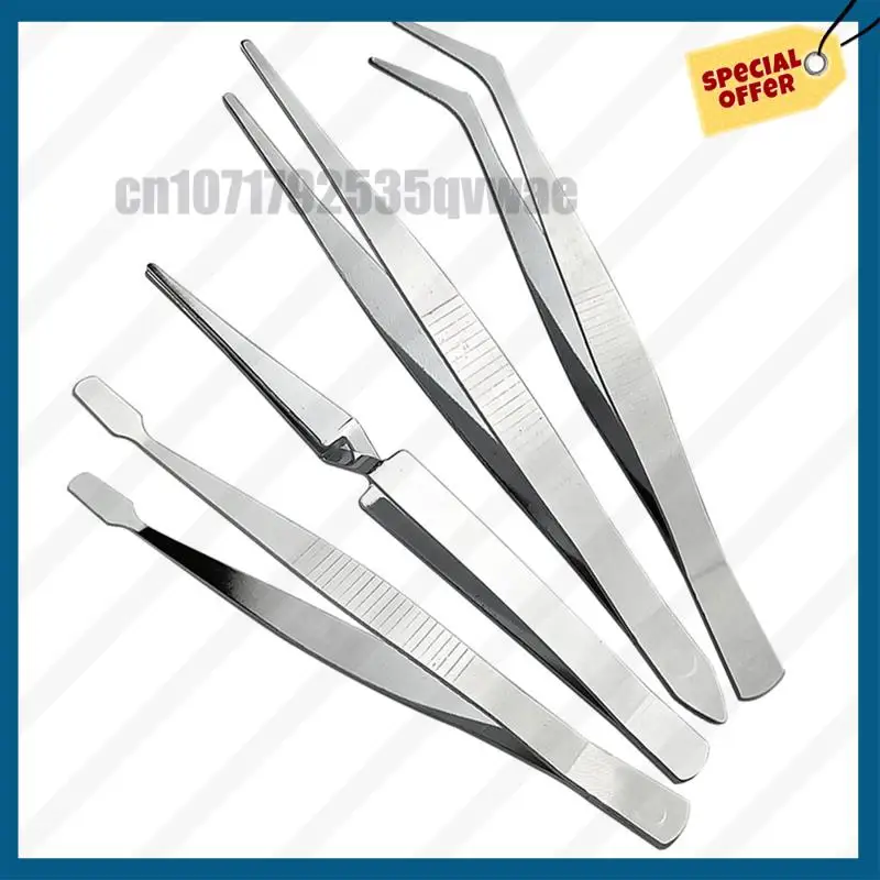 -A89Z 스트레이트 벤트 클립 드레싱 4PCS 정밀 핀셋 세트 전자 수리 납땜을위한 두꺼운 스테인레스 스틸 도구