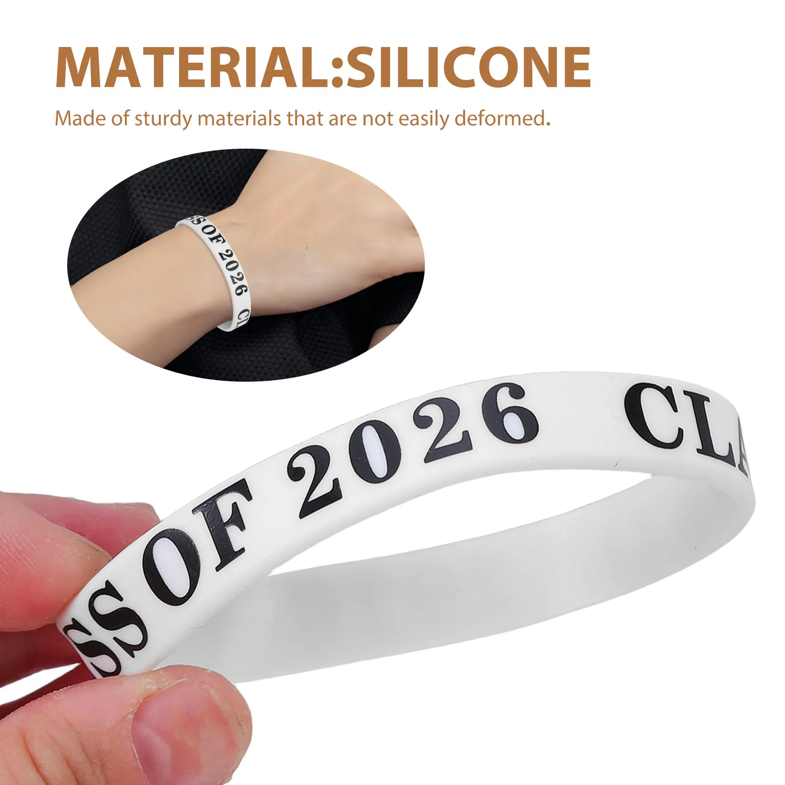 50Pcs Graduation Silicone Wristbands Class of 2026 Party Favors for Students Teachers Graduation Season Celebration Tokens