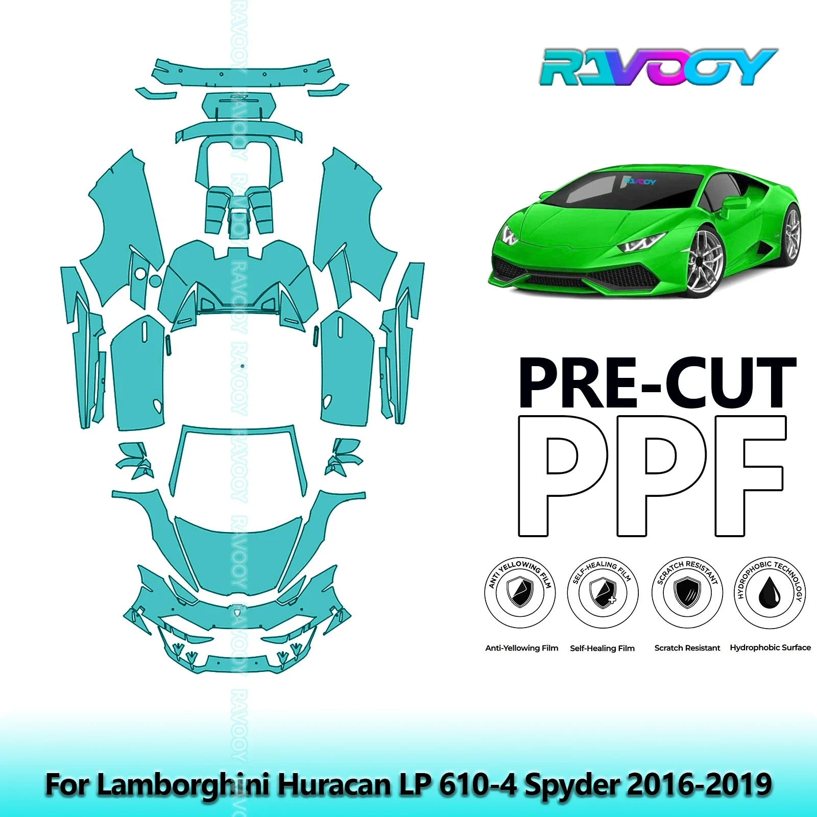 

8.5Mil Full Vehicle Precut PPF Paint Protection Film For Lamborghini Huracan LP 610-4 Spyder 2016-2019