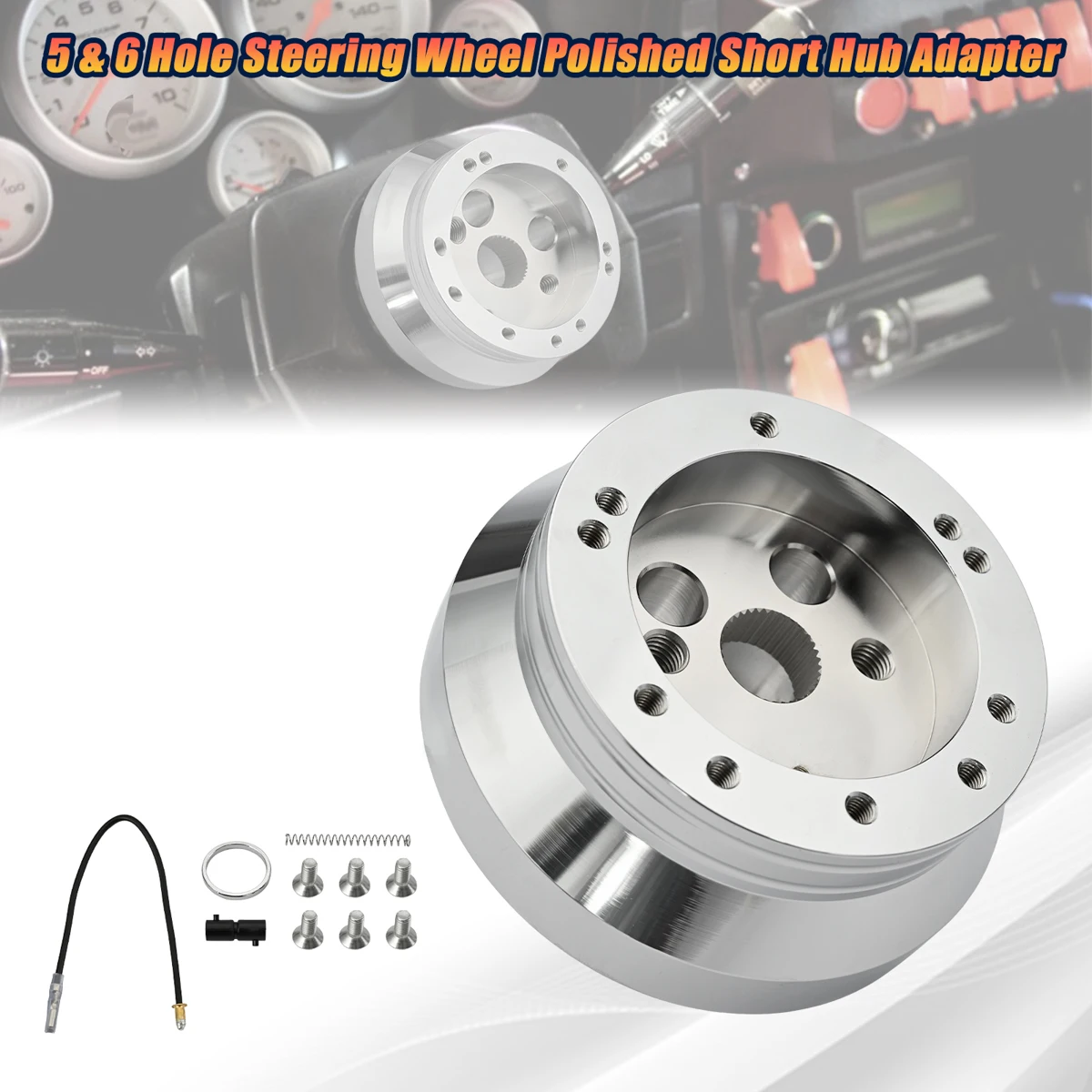 A01-56F-P 5 & 6 Hole Billet Steering Wheel Polished Short Hub Adapter Modification For Ididit For Chevrolet for GM for Chevy