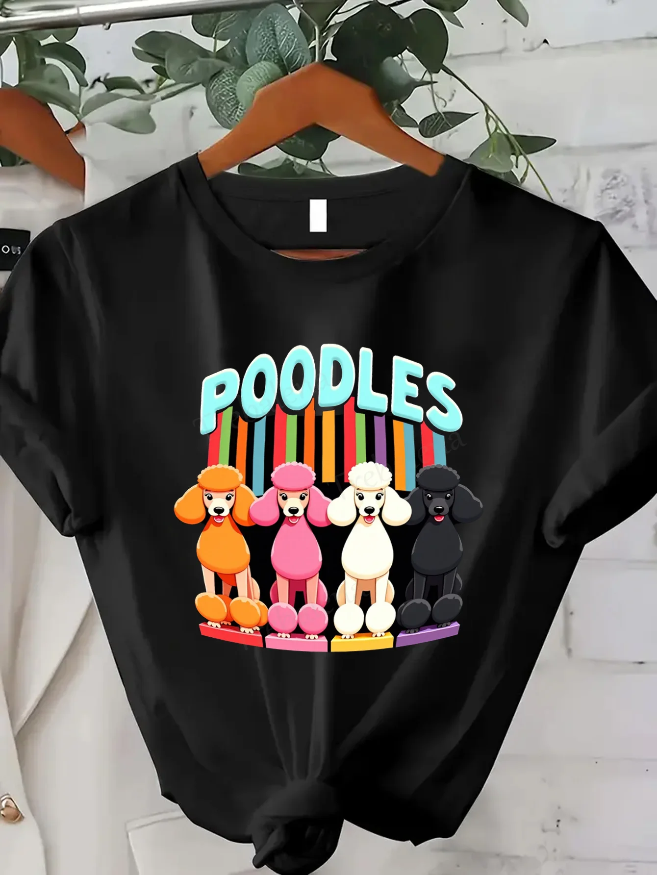 Camiseta de mujer Cute Poodles Rainbow Camiseta para mujer, divertida camiseta para amantes de los perros