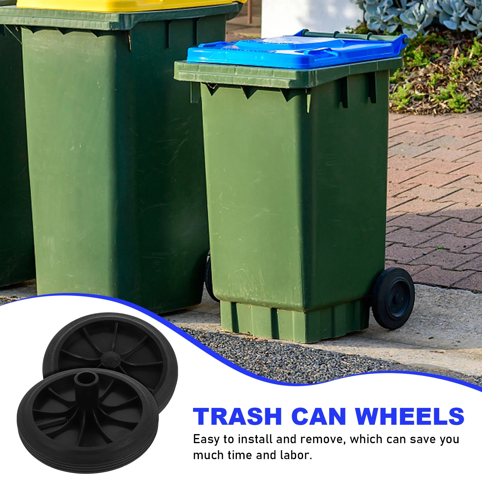 2 Pcs Bins Trash Can Spare Parts Storage Case Wheels Garbage Waste Accessories Plastic Movable Sanitation Black Supplies