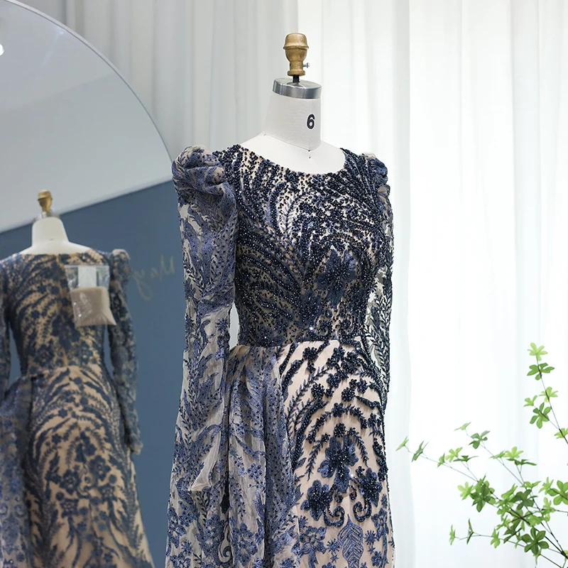 Sharon Said Dubai Schwer Kristallverziertes Übergrößen-Meerjungfrauenkleid in Braun mit Überrock für Damen, Formelles Abendkleid SS127 Maßanfertigung – Detail 19