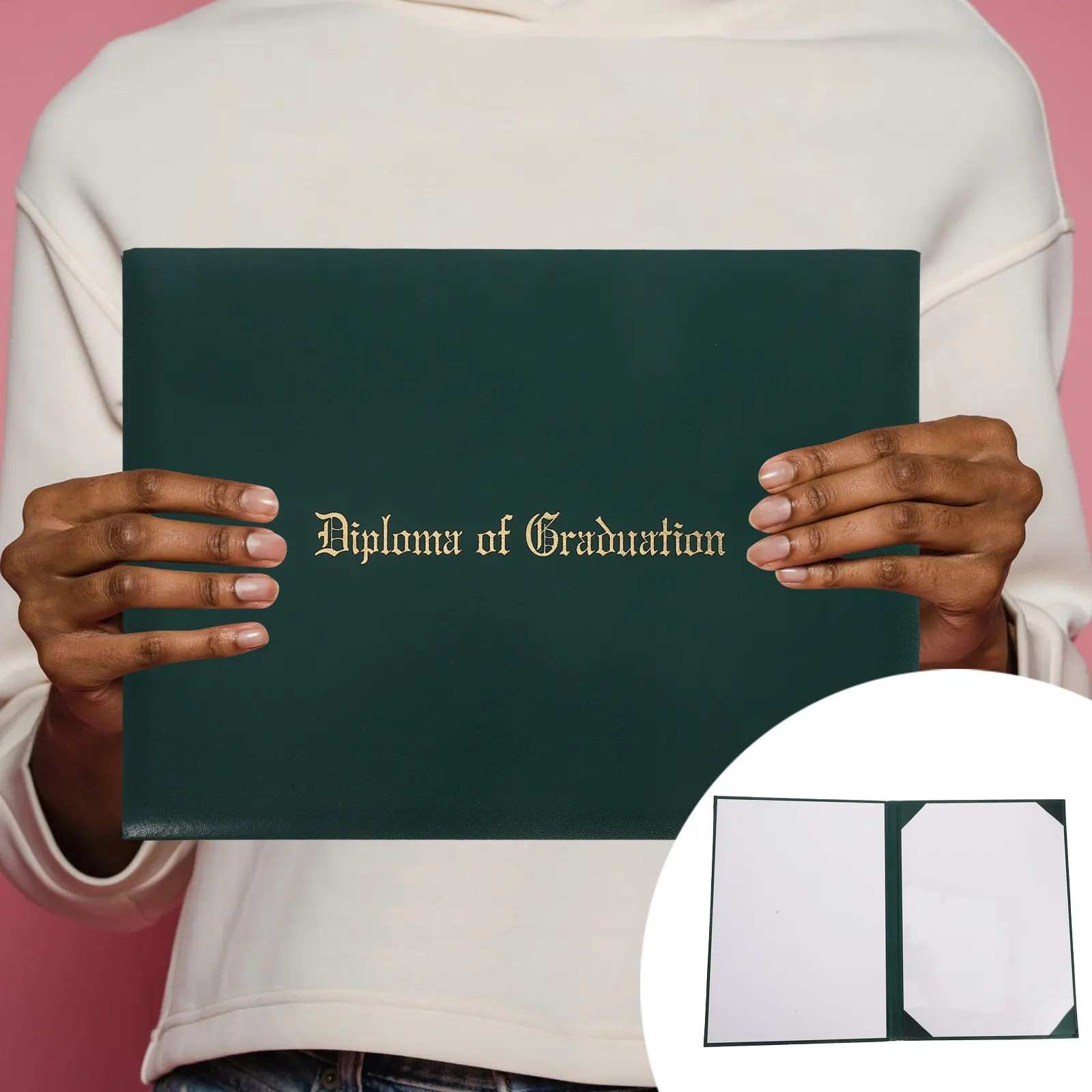 

Diploma Holder A4 Hard Cover Faux Certificate Folder Document Organizer Graduation Diploma Protector for Awards