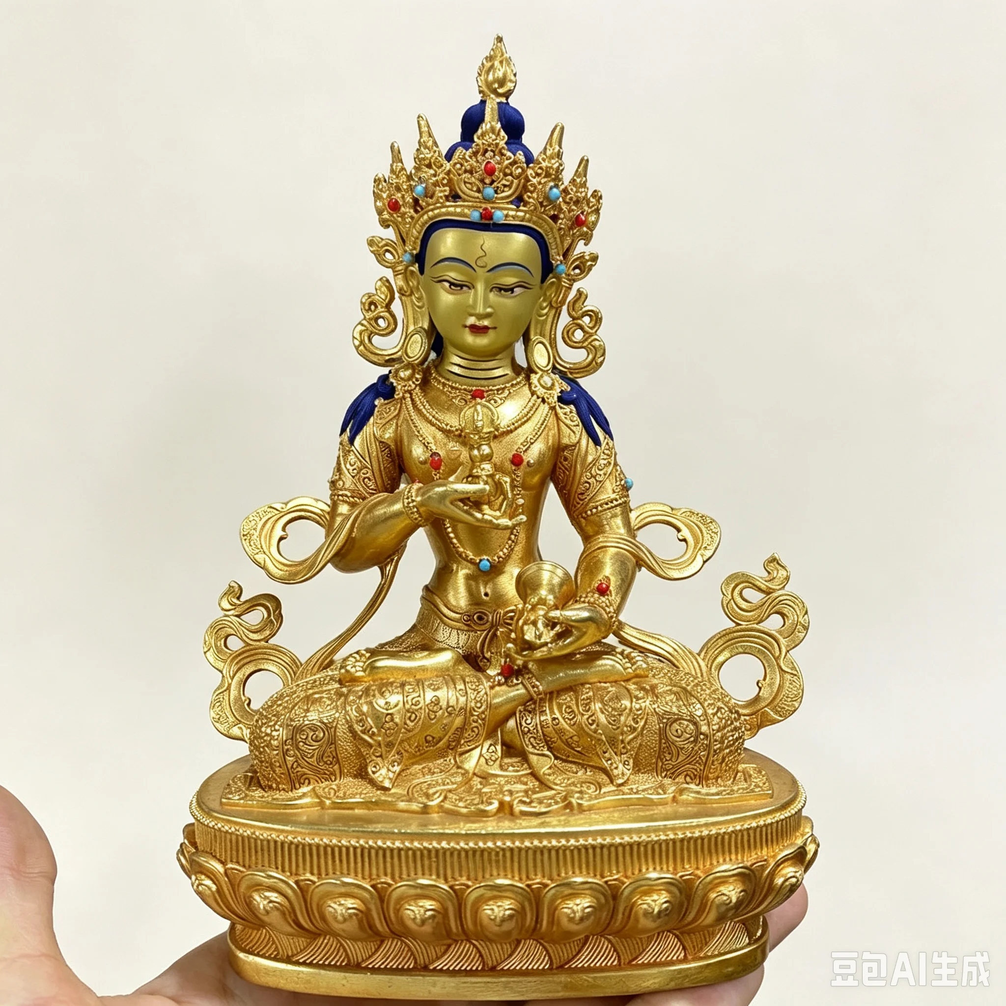 Buddhist implement Exquisite deity Copper carving Vajra sattva Buddha statue Tibetan family Buddhist lama monk worship altar