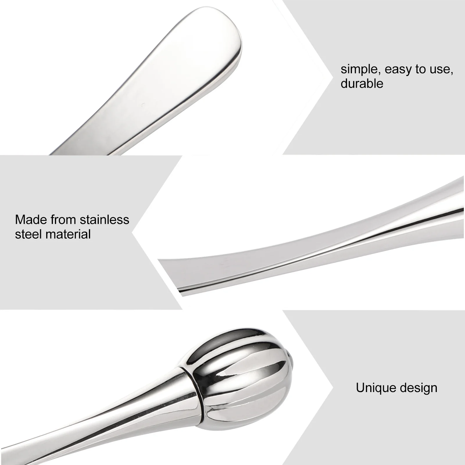 ช้อนครีมบำรุงรอบดวงตา 3 ชิ้น สแตนเลส สองด้าน ช้อนตักครีมบำรุงผิวแบบพกพา อุปกรณ์นวดรอบดวงตา ช้อนสำหรับมาส์กหน้า