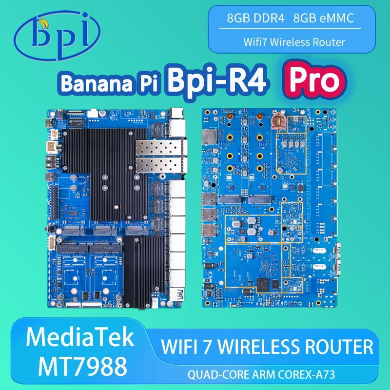 

Banana Pi BPI-R4 PRO MT7988A (Filogic 880) Маршрутизатор Wi-Fi7 8 ГБ DDR4 8 ГБ eMMC Четырехъядерный рычаг Corex-A7 Домашняя автоматизация