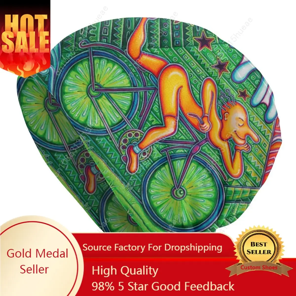 Custom Albert Hoffman LSD Bicycle Day Slouchy Beanie Hats Men Women Acid Blotter Party Knit Skullies Beanies Cap for Winter Ski