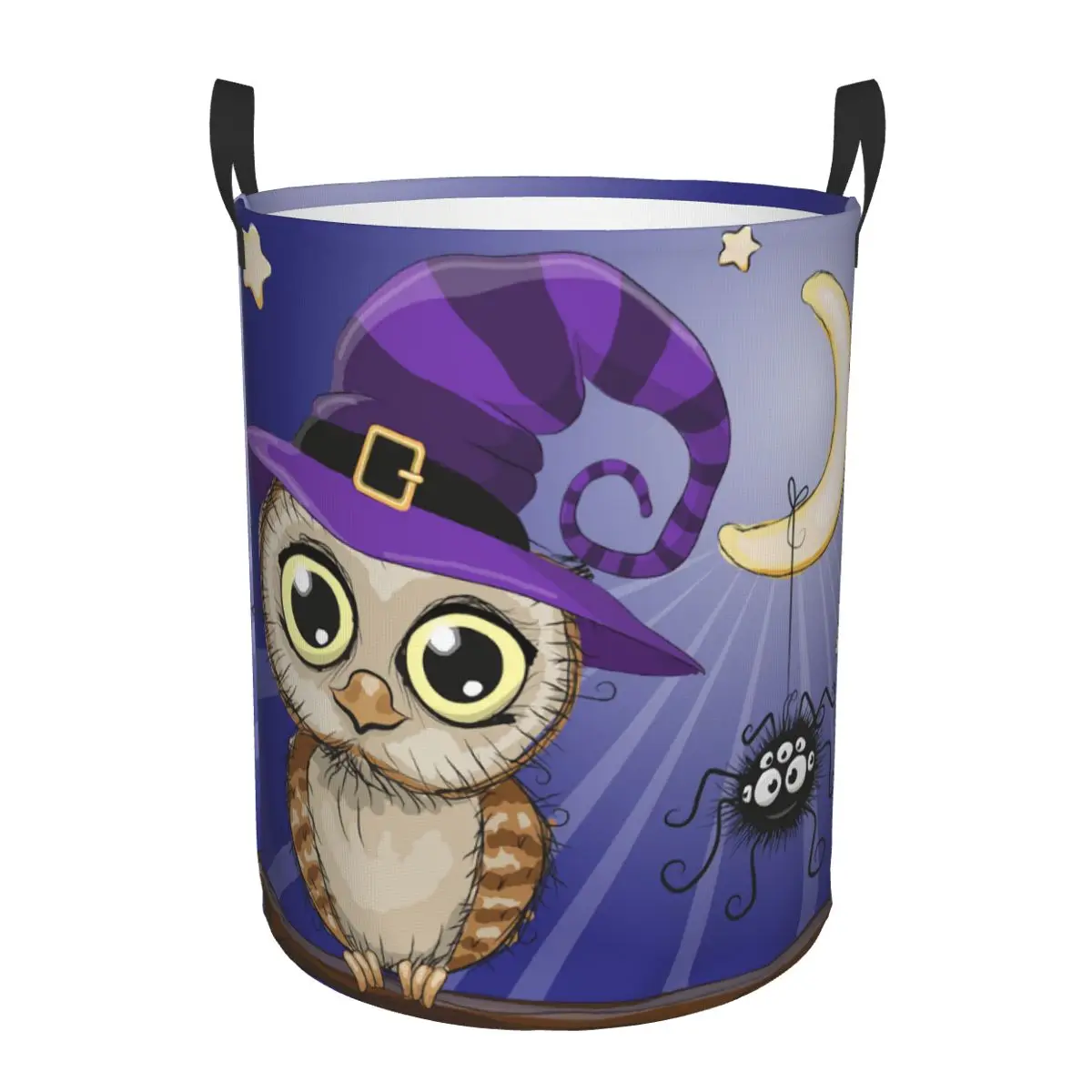 Halloween Witch Gothic Cartoon Owl Laundry Basket Foldable Animal Clothes Hamper for Nursery Kids Toys Storage Bag