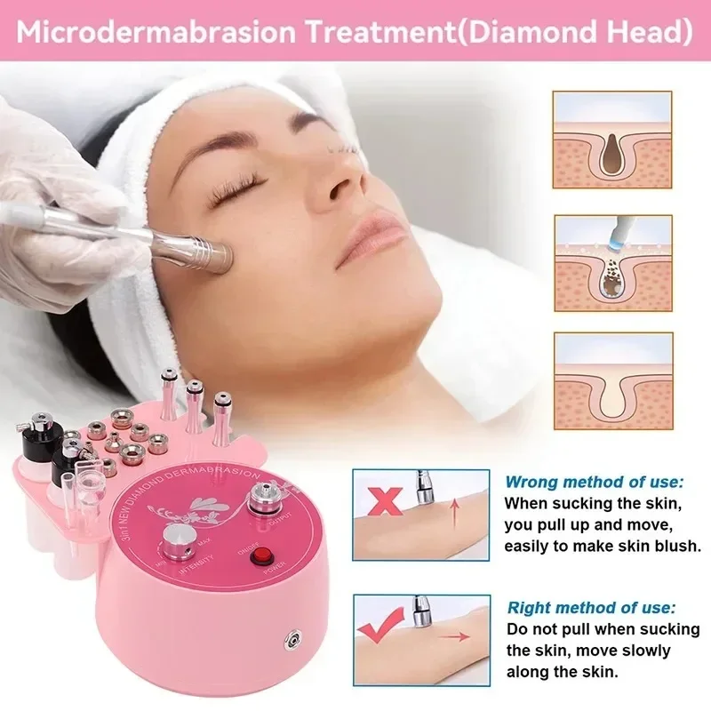 NEW Pink Diamond Microdermabrasion Machine Facial 3 in 1 Professional Blackhead Removal Acne Clearning Anti Aging Skin care Tool