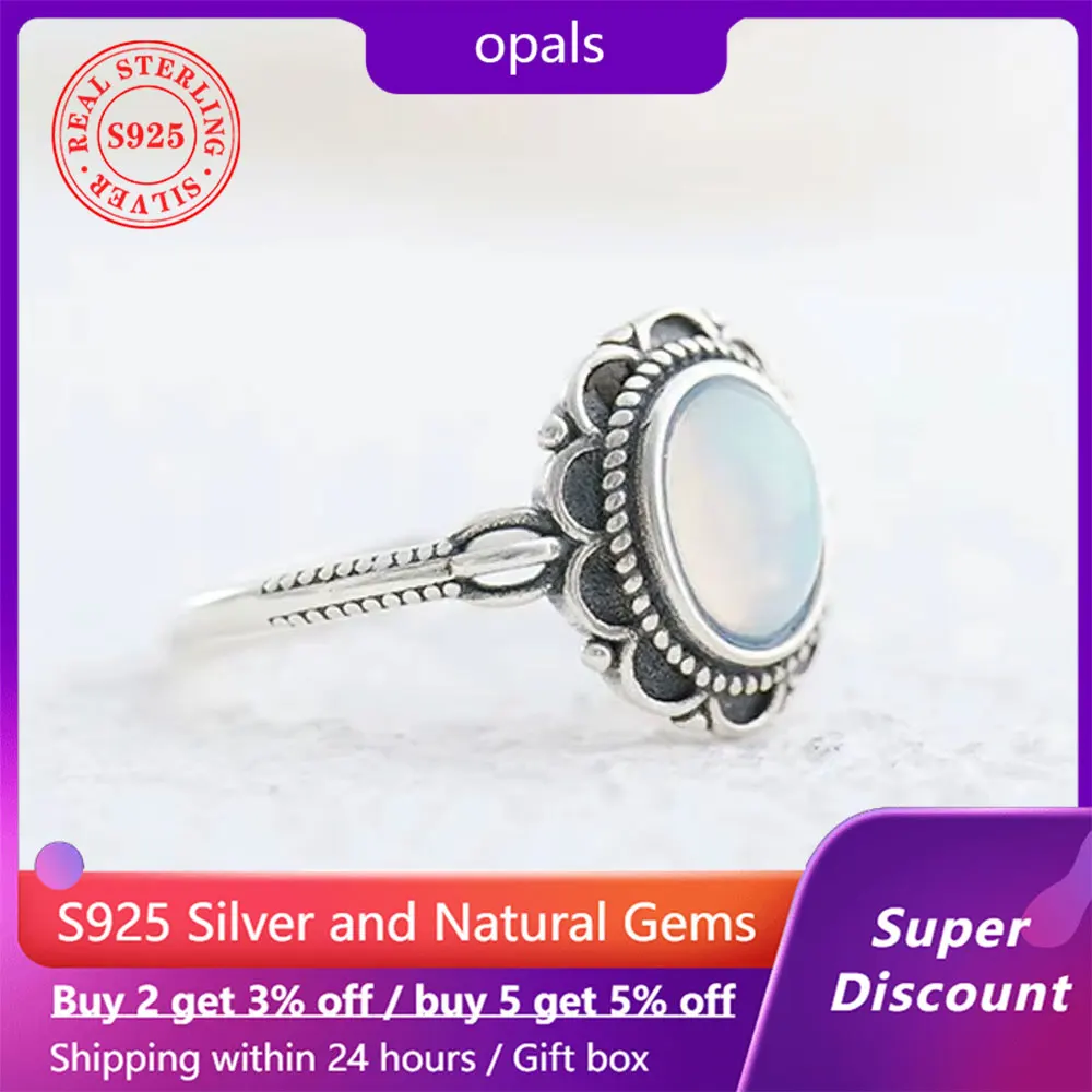 

Natural Moonstone Ring 925 Pure Silver, Elegant and Exquisite Women's Ring Jewelry, Energy Gemstone Unique Birthday Gift