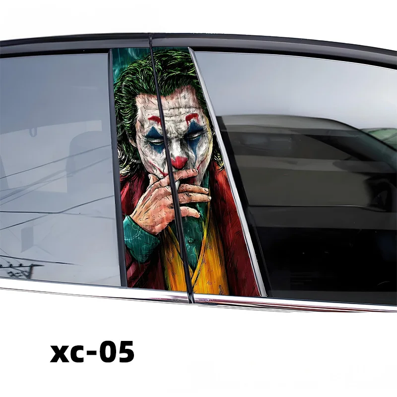 Autocollants graffiti drôles Joker pour voitures, autocollants en vinyle imperméables, décoration d'anime pour automobile, montant B, 1PC, 2PCs