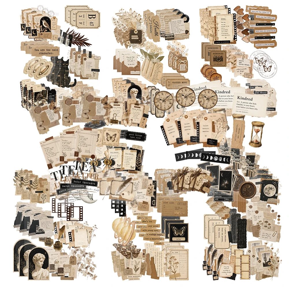 8PCS Retro Style Accounting Film Collage Harajuku Phone Coffee Fridge Bar Home Home Decoration Material Notebook Stickers