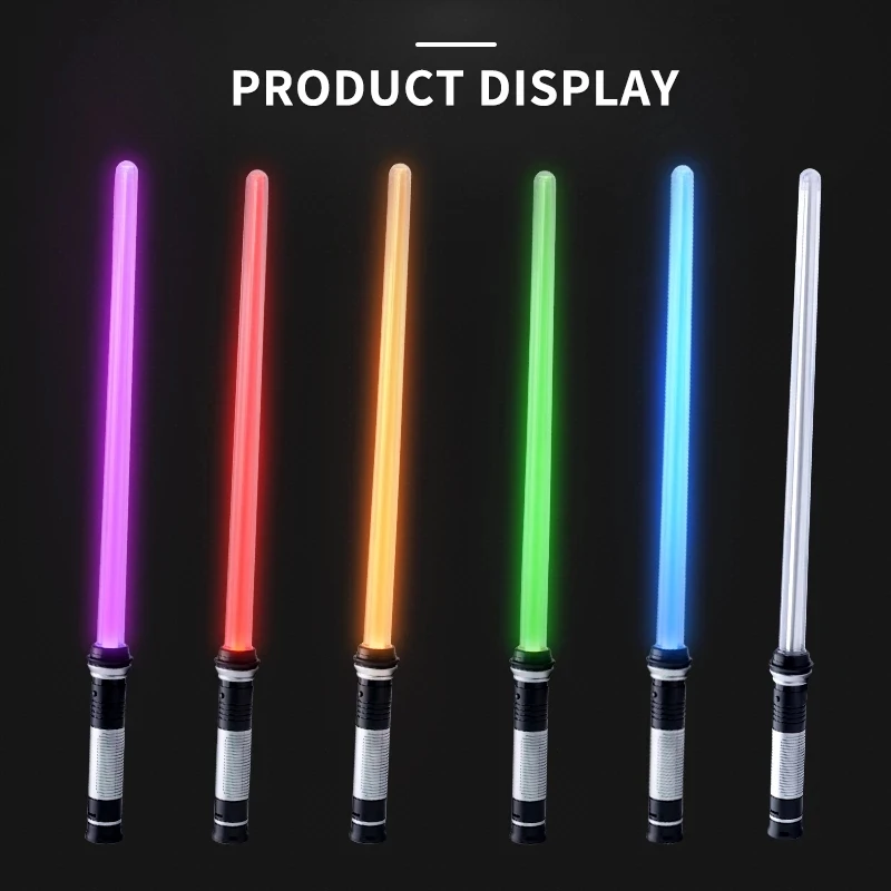 Mainan Laser bersinar Lightsaber RGB, mainan pedang Cosplay busur ganda dengan suara, hadiah Laser 2 buah